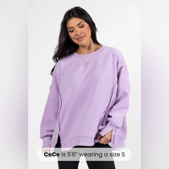 Pink Lily Tops - Pink Lily Scouted Out Purple Oversized Fleece Sweatshirt Size Small NWOT